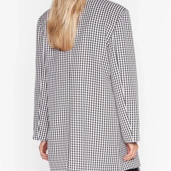 NASTY GAL Dog Days Oversized Black & White Houndstooth Blazer Size 14 - Picture 4 of 15